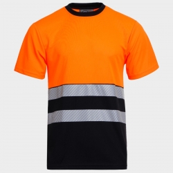 Tricou reflectorizant PRISMA HV PORTOCALIU/NEGRU